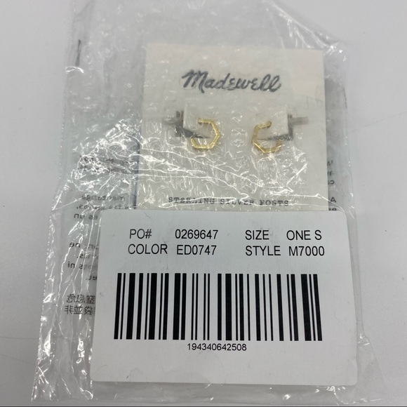 Madewell | Hexagon Mini Hoop Earrings In Vintage Gold New - Picture 5 of 9